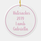 Nutkraker White Lamb Ballerina Personalized Ornam Keramisch Ornament (Achterkant)