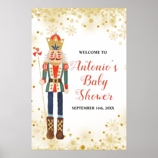 Nutkraker Winter Baby shower Welkomstteken Poster (Voorkant)