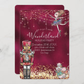 Nutkraker Winter Wonderland Kerstmis Burgundy Kaart (Voorkant / Achterkant)