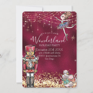 Nutkraker Winter Wonderland Kerstmis Burgundy Kaart