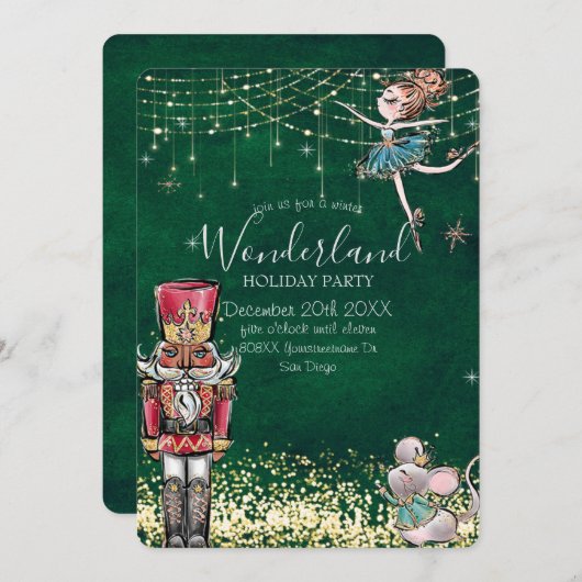 Nutkraker Winter Wonderland Kerstmis groene Kaart (Voorkant / Achterkant)