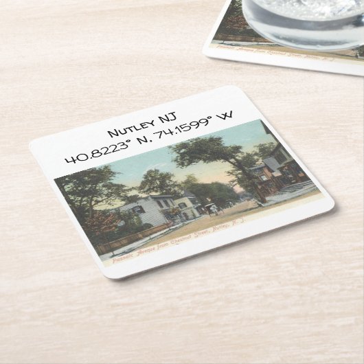 Nutley NJ Map Coordinates 1906  Style Kartonnen Onderzetters (Schuin)