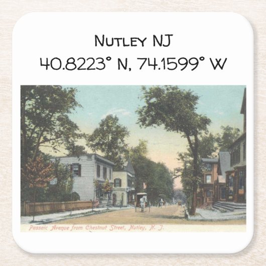 Nutley NJ Map Coordinates 1906  Style Kartonnen Onderzetters (Voorkant)