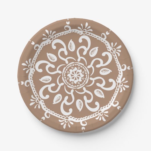 Nutmeg Mandala Papieren Bordje (Voorkant)