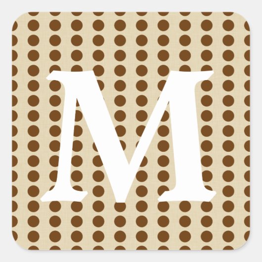 Nutmeg Spice Moods Stippen met Monogram Initiaal Vierkante Sticker (Voorkant)