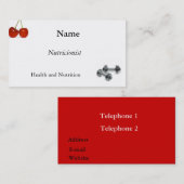 Nutrição, exercício visitekaartje (Voorkant / Achterkant)