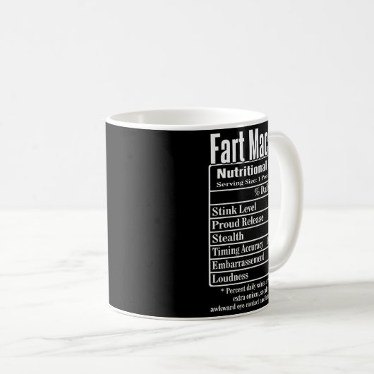 Nutrion Facts Fart Machine Dad Jokes Funny Farting Koffiemok (Voorkant rechts)