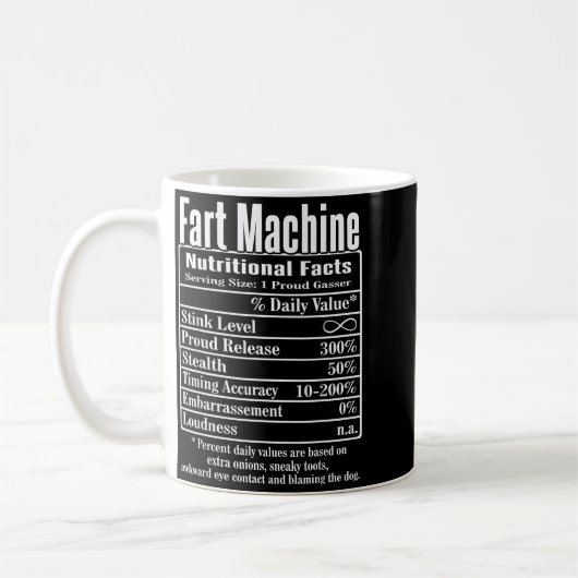 Nutrion Facts Fart Machine Dad Jokes Funny Farting Koffiemok (Links)