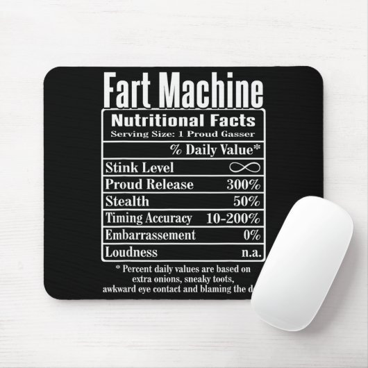 Nutrion Facts Fart Machine Dad Jokes Funny Farting Muismat (Met muis)