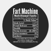 Nutrion Facts Fart Machine Dad Jokes Funny Farting Ronde Sticker (Voorkant)