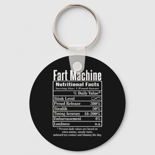 Nutrion Facts Fart Machine Dad Jokes Funny Farting Sleutelhanger (Voorkant)