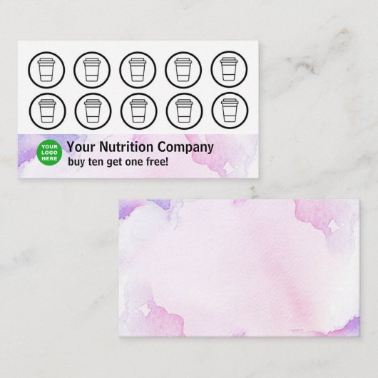 Nutrition Company Punch Kaart Waterverf Visitekaartje (Voorkant / Achterkant)