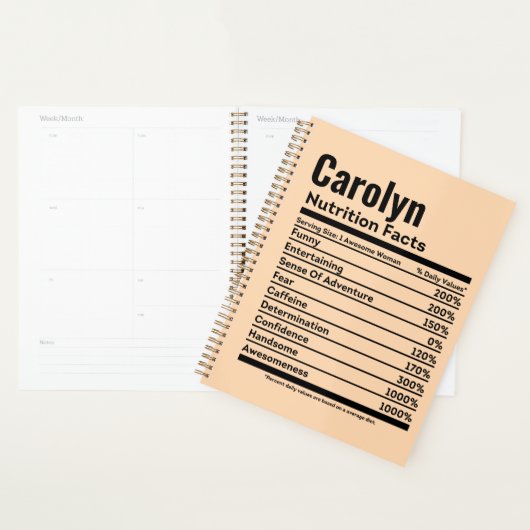 Nutrition Facts Funny Persoonlijke benaming Planner (Display)