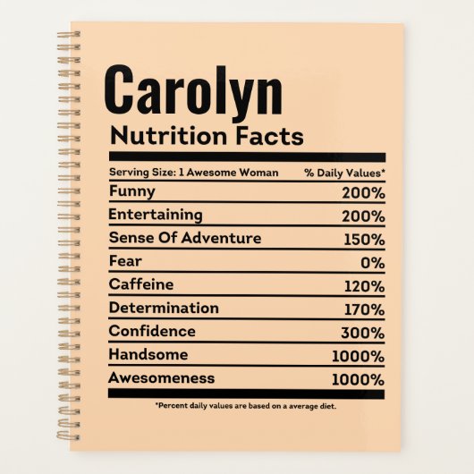 Nutrition Facts Funny Persoonlijke benaming Planner (Voorkant)