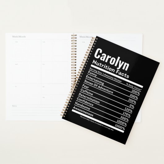 Nutrition Facts Funny Persoonlijke benaming Planner (Display)
