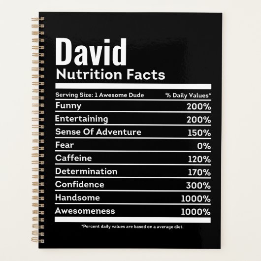 Nutrition Facts Funny Persoonlijke benaming Planner (Voorkant)