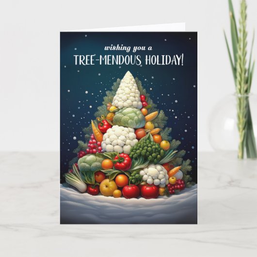 Nutrition Themed Fruit Vegetable Christmas Tree Feestdagen Kaart (Voorkant)