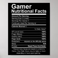 Nutritional Facts Cool Gamer Video Game Grappig