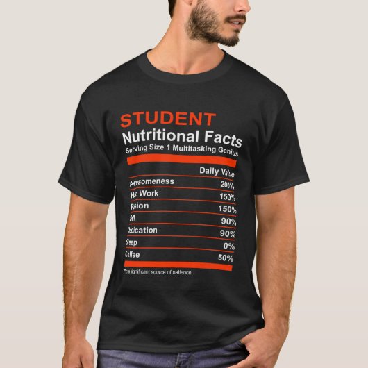 Nutritional Facts Student T-shirt (Voorkant)