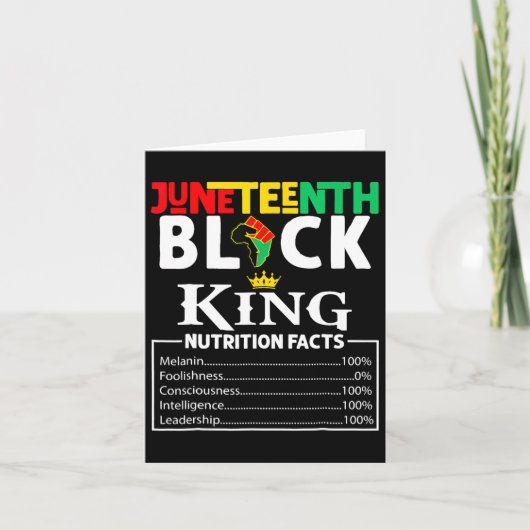 Nutritionele feiten Juneteenth 1865 Black King Bla Kaart (Voorkant)