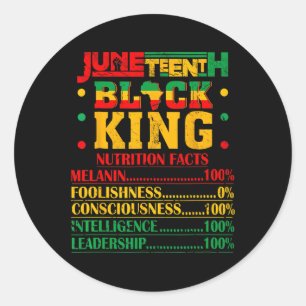 Nutritionele feiten Juneteenth 1865 Black King Bla Ronde Sticker