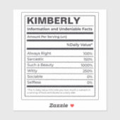 NUTRITIONELE FEITEN VAN EEN PERSOON GEPERSONALISEE STICKER (Vel)