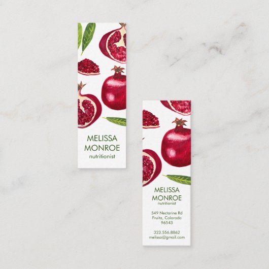 Nutritionist Chef Coach Pomegranates Autumn Fruit Mini Visitekaartje (Voorkant / Achterkant)