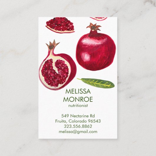 Nutritionist Chef Coach Pomegranates Autumn Fruit Visitekaartje (Achterkant)