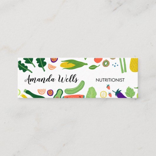 Nutritionist Chef Coach Unique Vegetables Art Mini Visitekaartje (Voorkant)