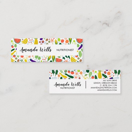 Nutritionist Chef Coach Unique Vegetables Art Mini Visitekaartje (Voorkant / Achterkant)