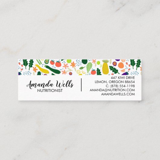 Nutritionist Chef Coach Unique Vegetables Art Mini Visitekaartje (Achterkant)