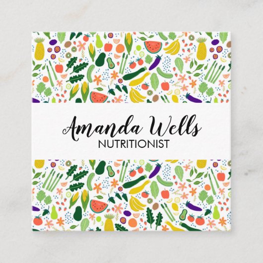 Nutritionist Chef Coach Unique Vegetables Art Vierkante Visitekaartje (Voorkant)