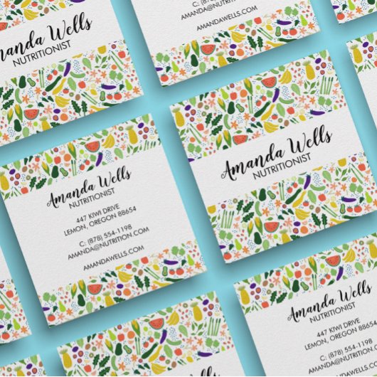 Nutritionist Chef Coach Unique Vegetables Art Vierkante Visitekaartje