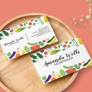 Nutritionist Chef Coach Unique Vegetables Art Visitekaartje