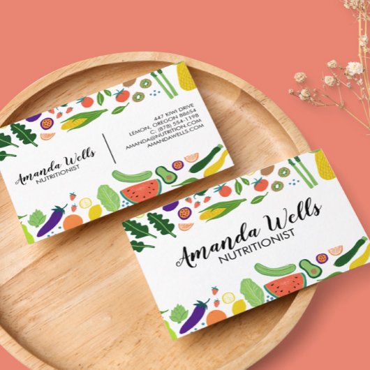 Nutritionist Chef Coach Unique Vegetables Art Visitekaartje