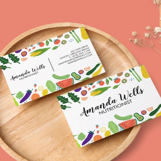 Nutritionist Chef Coach Unique Vegetables Art Visitekaartje