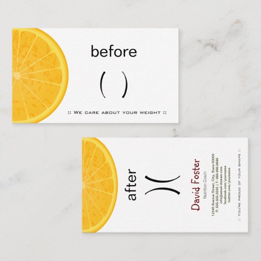 Nutritionist Dietitian Nutrition Coach Weight Loig Visitekaartje (Voorkant / Achterkant)
