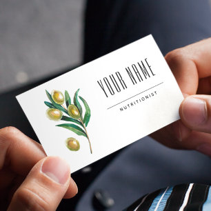Nutritionist Dietitian Olive Greenery Waterverf Visitekaartje
