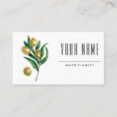 Nutritionist Dietitian Olive Greenery Waterverf Visitekaartje (Voorkant)