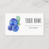 Nutritionist Dietitian Simple Waterverf Blueberry Visitekaartje (Voorkant)