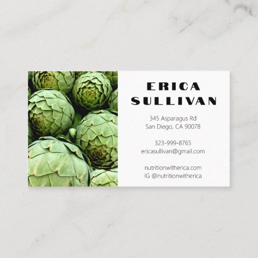 Nutritionist Health Coach Chef Diet Veggies Foto Visitekaartje (Achterkant)