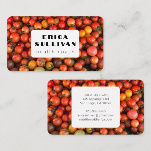 Nutritionist Health Coach Chef Tomaten Vegan Diet Visitekaartje (Voorkant / Achterkant)