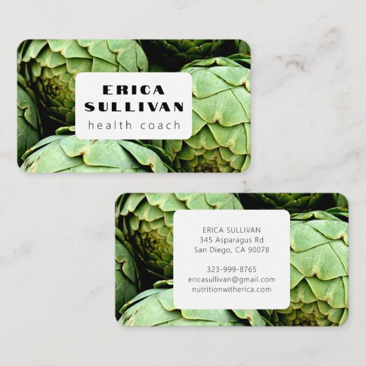 Nutritionist Health Coach Chef Vegan Artichokes Visitekaartje (Voorkant / Achterkant)