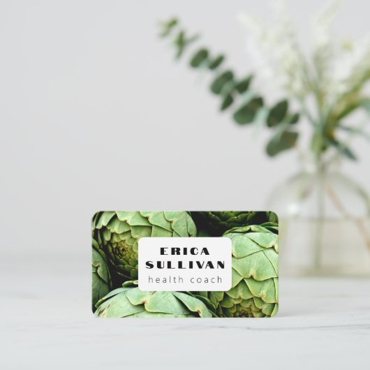 Nutritionist Health Coach Chef Vegan Artichokes Visitekaartje (Staand voorkant)