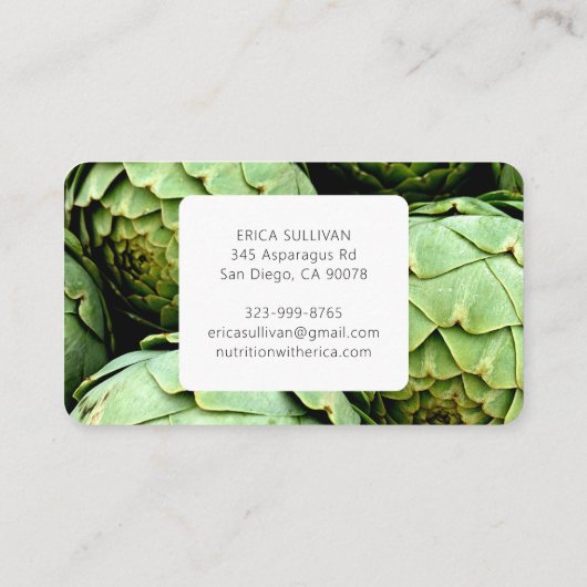 Nutritionist Health Coach Chef Vegan Artichokes Visitekaartje (Achterkant)