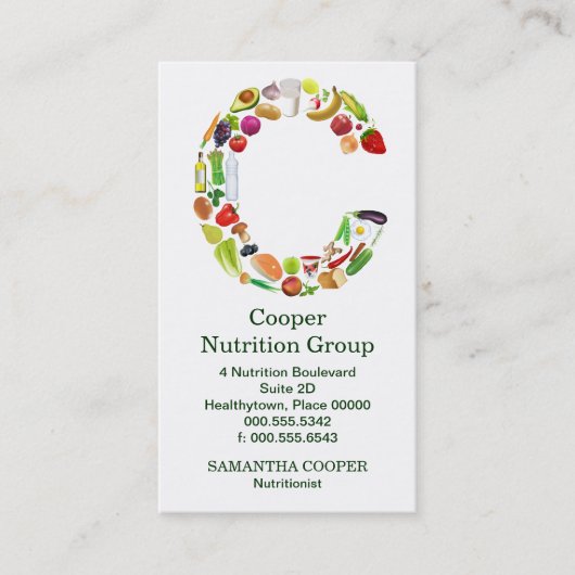 Nutritionist Monogram C Benoeming Afsprakenkaartje (Voorkant)