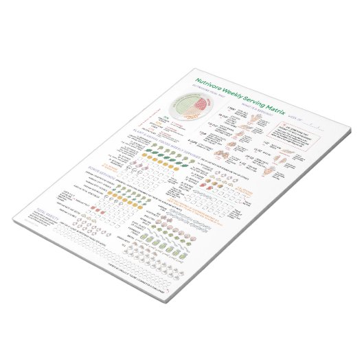 Nutrivore Weekly Serving Matrix - Pad 40 pagina's Notitieblok (Schuin)