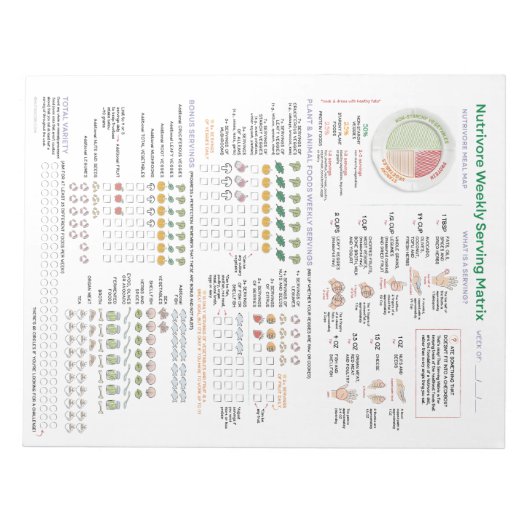 Nutrivore Weekly Serving Matrix - Pad 40 pagina's Notitieblok (Voorkant)