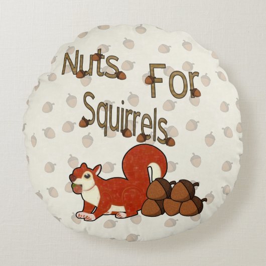 Nuts4Squirrels Rond Kussen (Voorkant)
