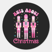Nuts About Christmas Nutcracker Funny Christmas Ronde Sticker (Voorkant)